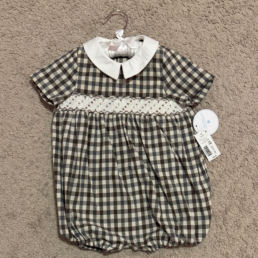 *NEW* Edgehill Collection- Plaid Baby Romper with White Collar
